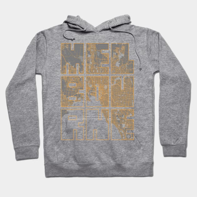 Melbourne, Australia City Map Typography - Bauhaus Hoodie by deMAP Studio